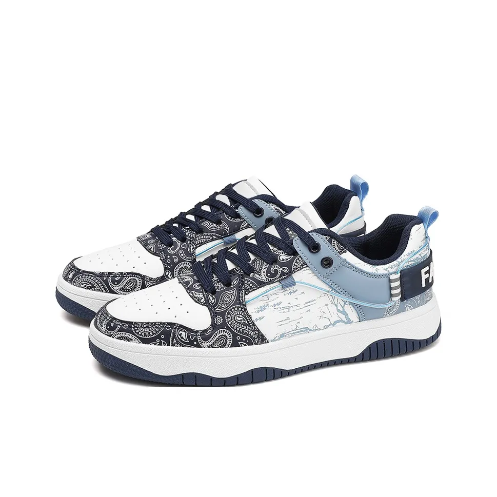 TEXWOOD Chinese Style Blue and White Porcelain Collection Покрытие Баланс Низкие Кроссовки для скейтбординга Мужские