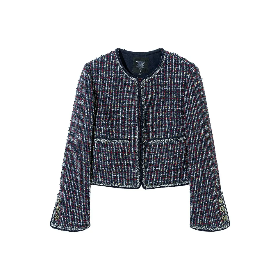 Ouyang Lapiz Azure Синий Женский Короткий Пальто