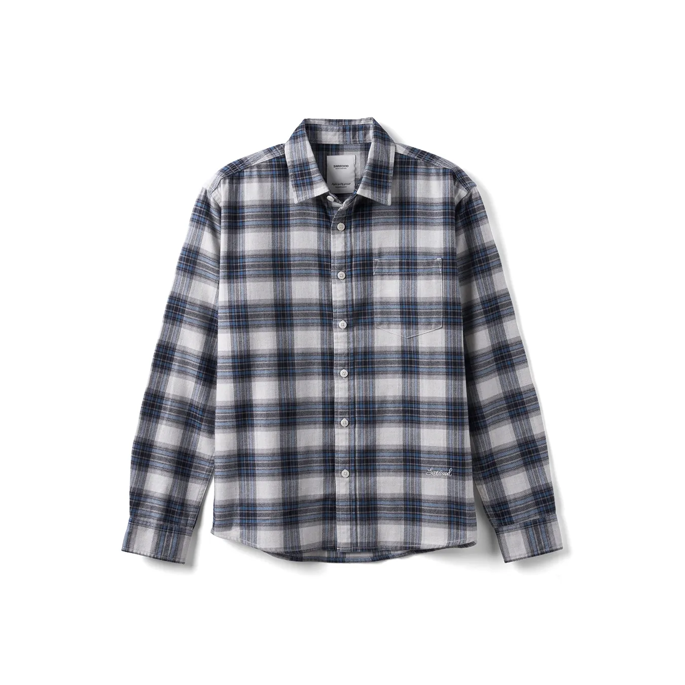 SIMWOOD Бежевый Серый Синий Клетка Мужская Рубашка