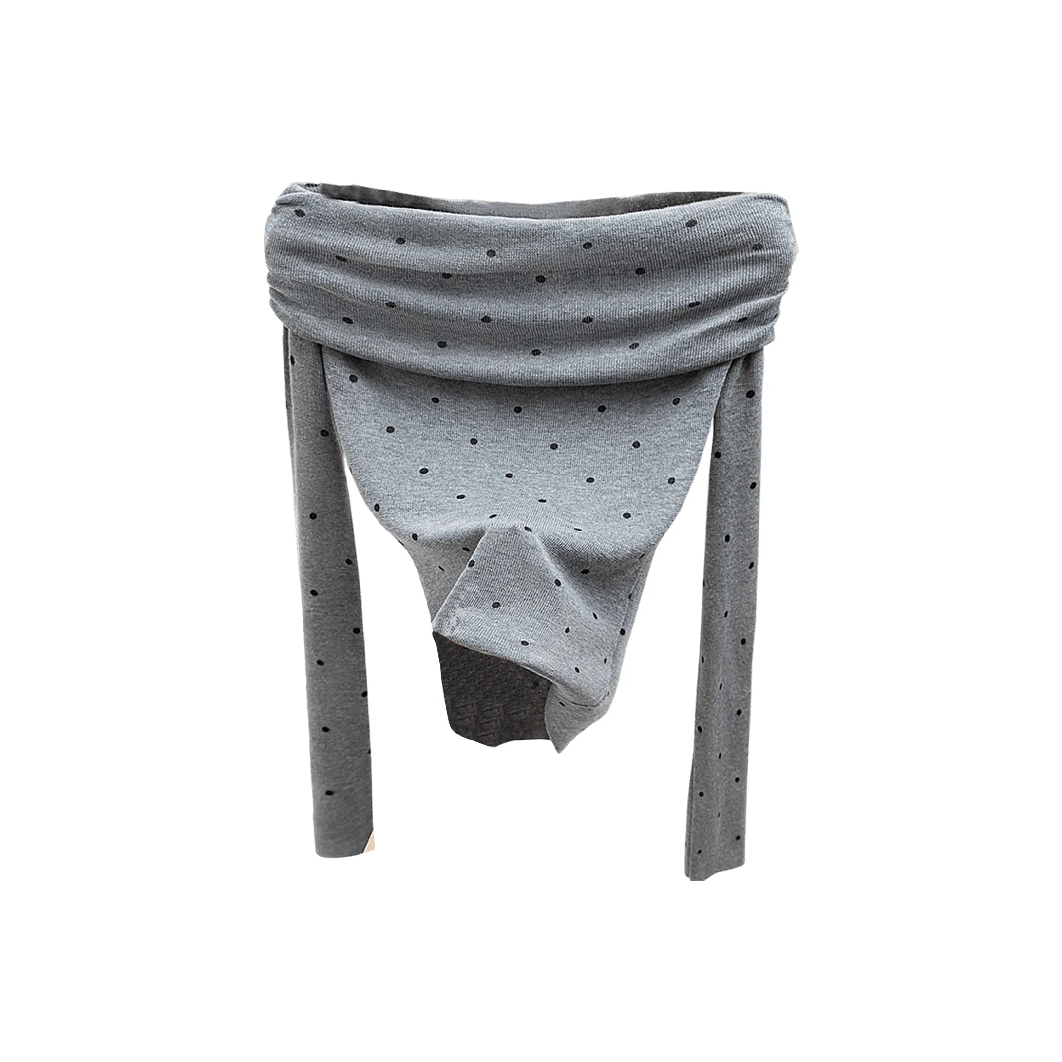 SIBAISHE Светло-серый в горошек женский трикотаж