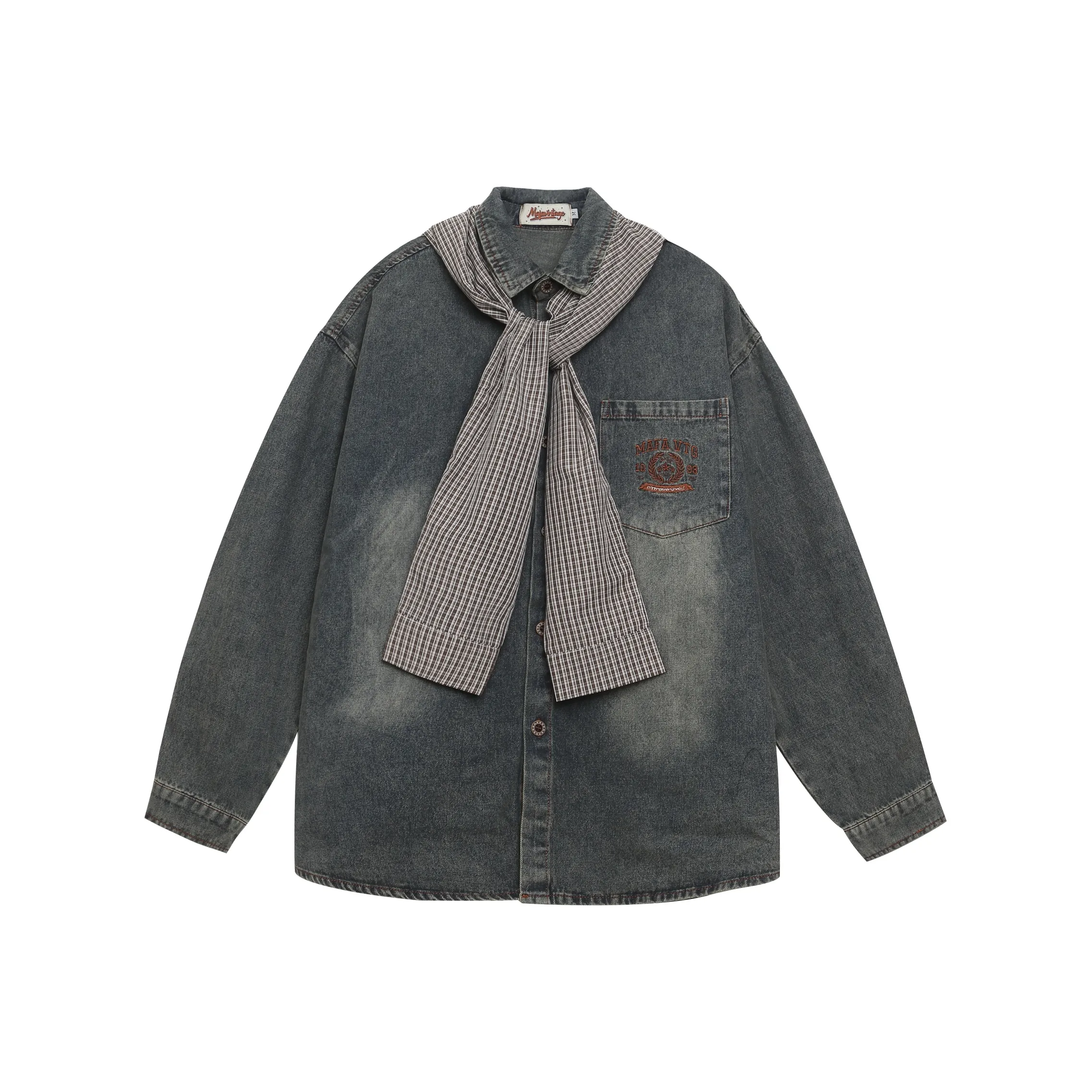 WAYHWEI Джинсовый синий Унисекс Рубашки