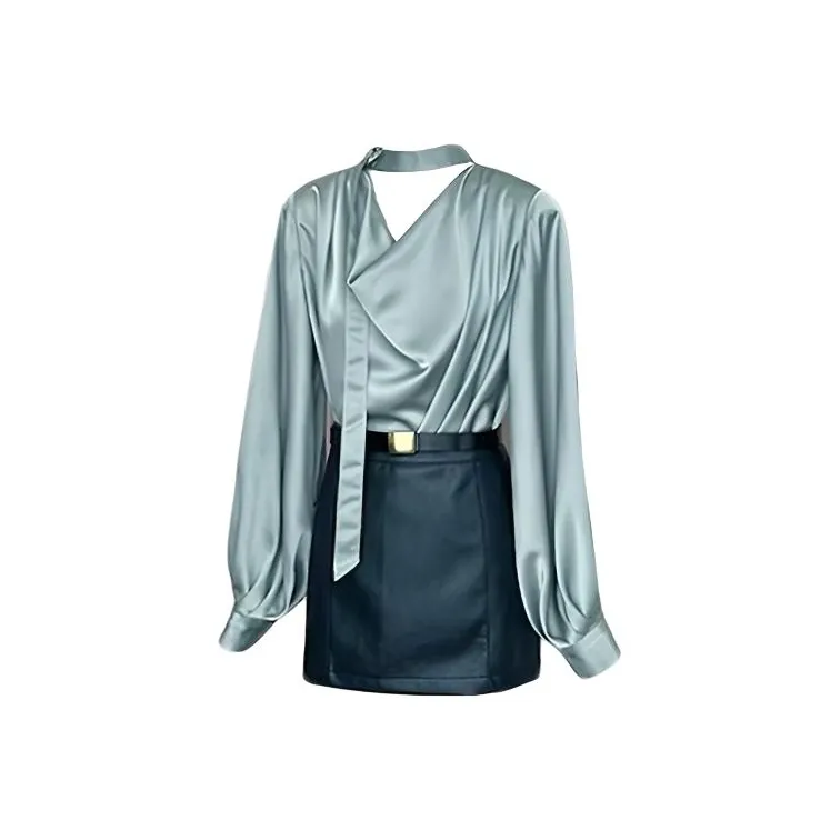 HUINIAN Горохово-зеленая рубашка + яшма юбка женские комплекты с юбкой