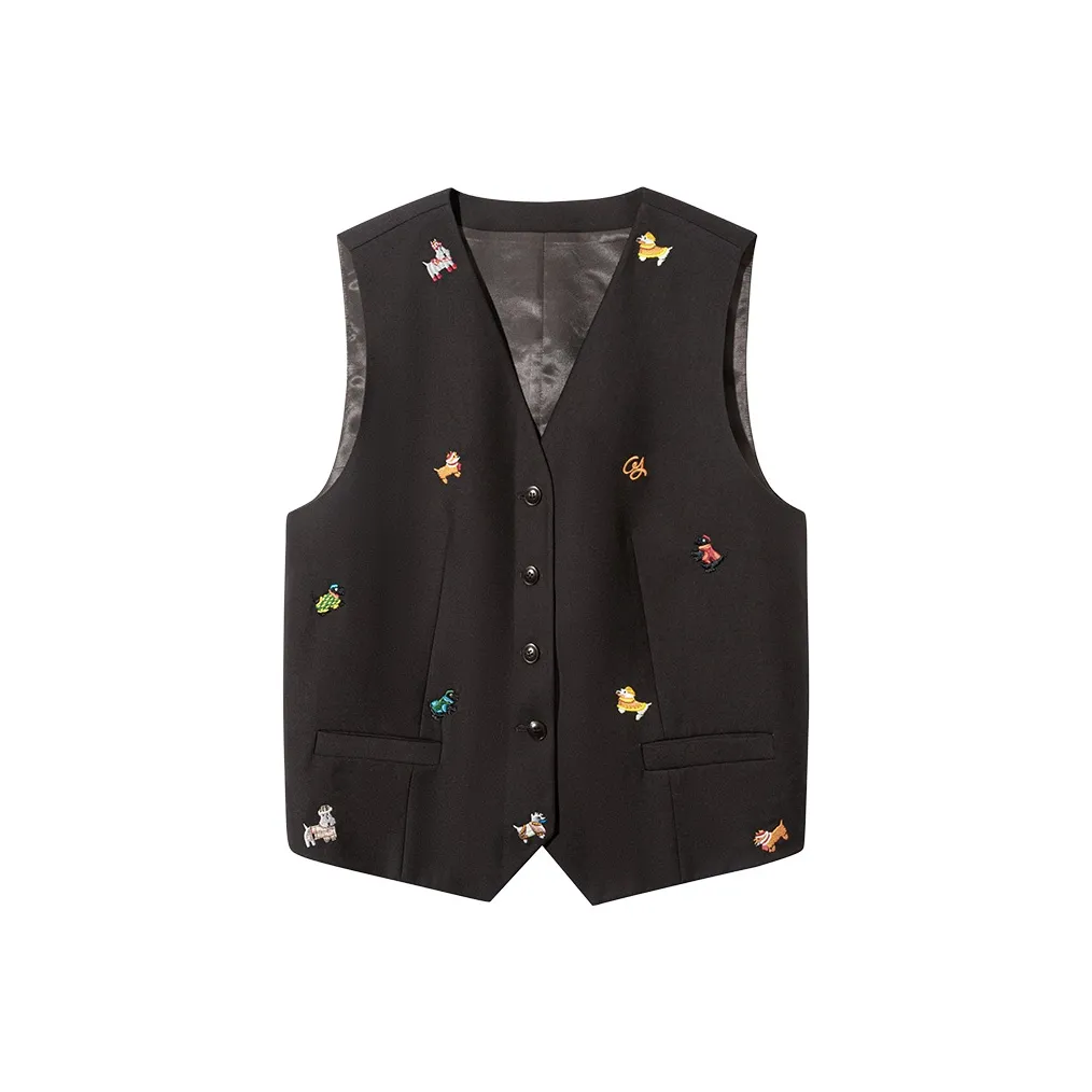 Ouyang Темный Roast Коричневый Женские Жилеты