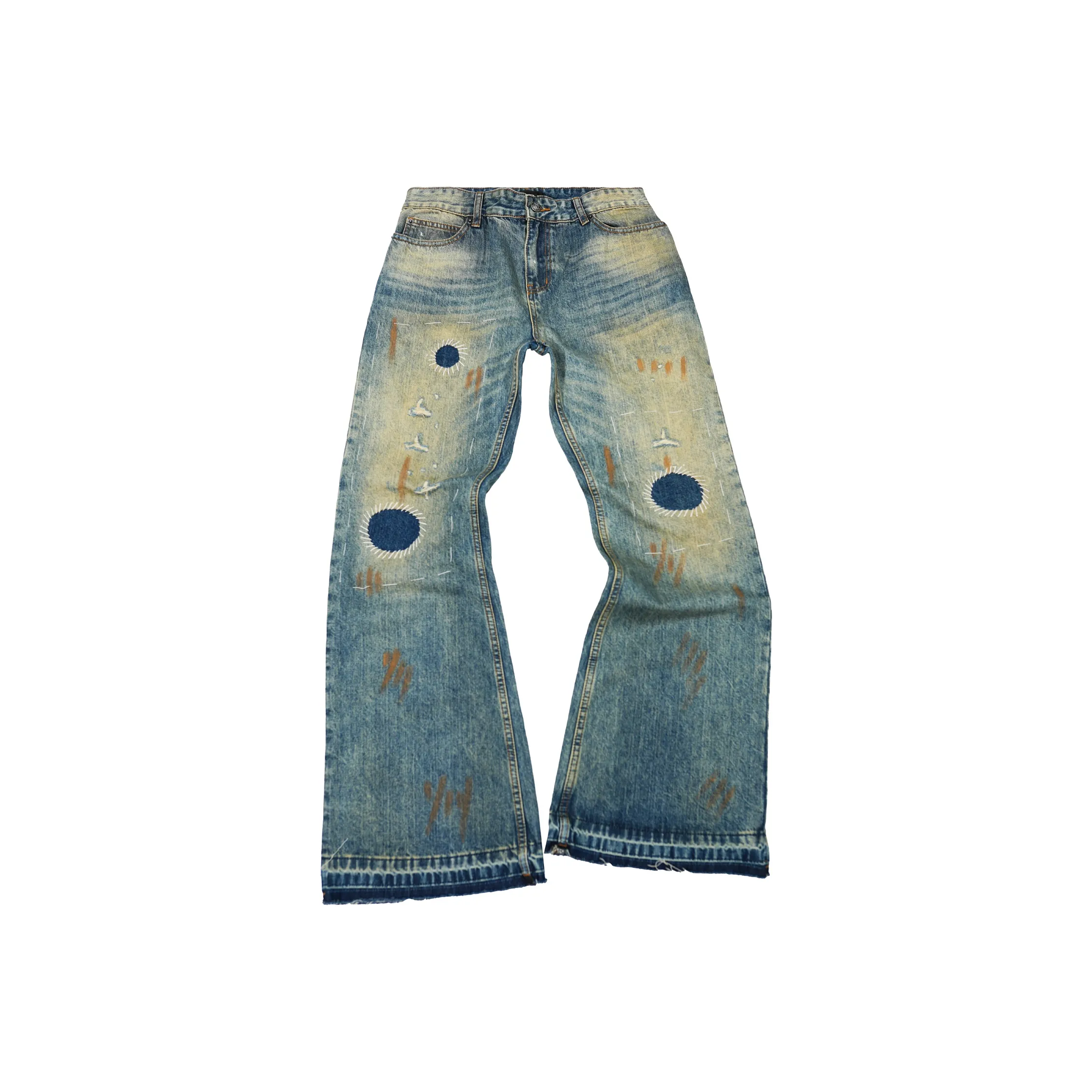 г TRE Грязно-желтые буткат джинсы унисекс