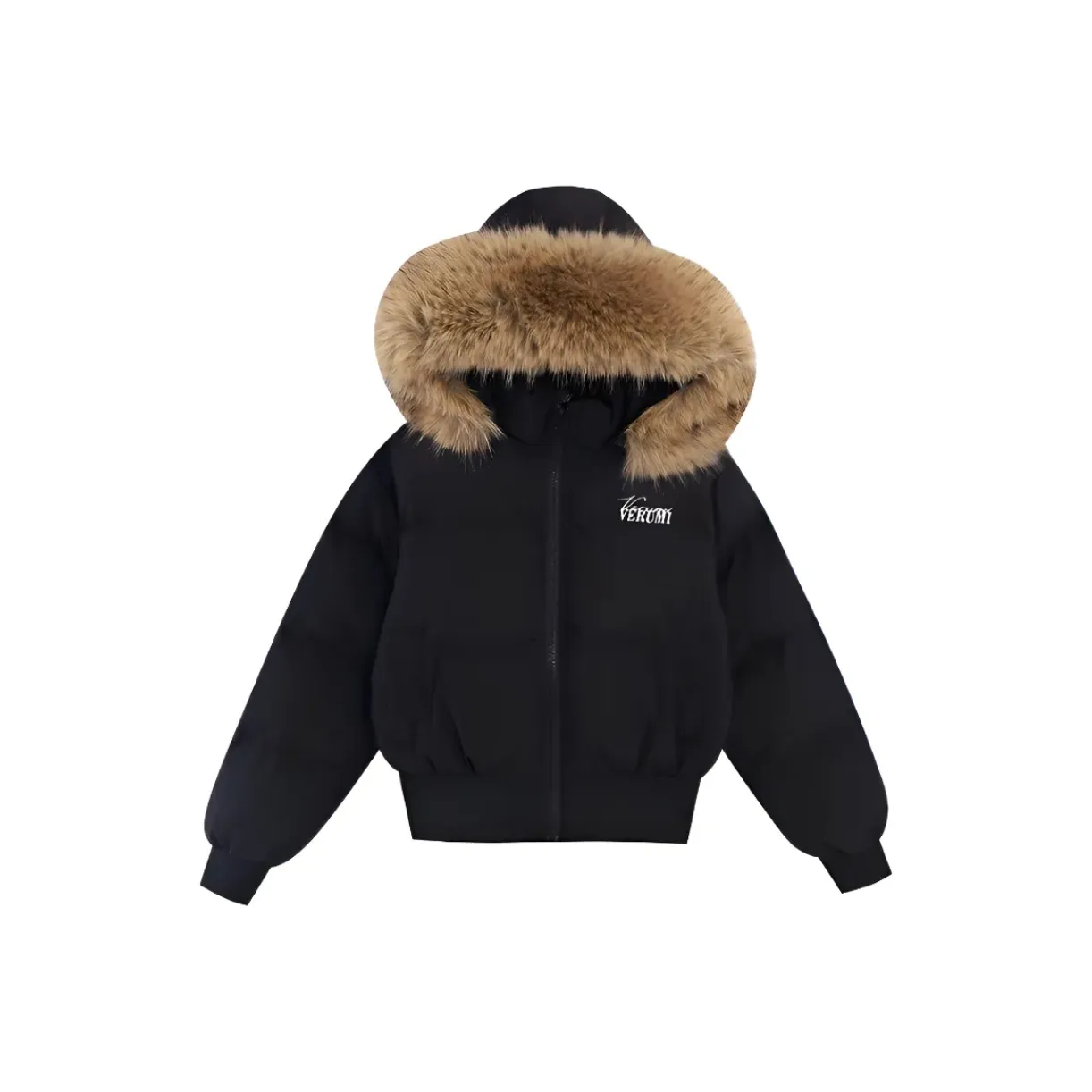 ETSE Черный меховой воротник хлопковый пуховик женские пуховики (пуфы)