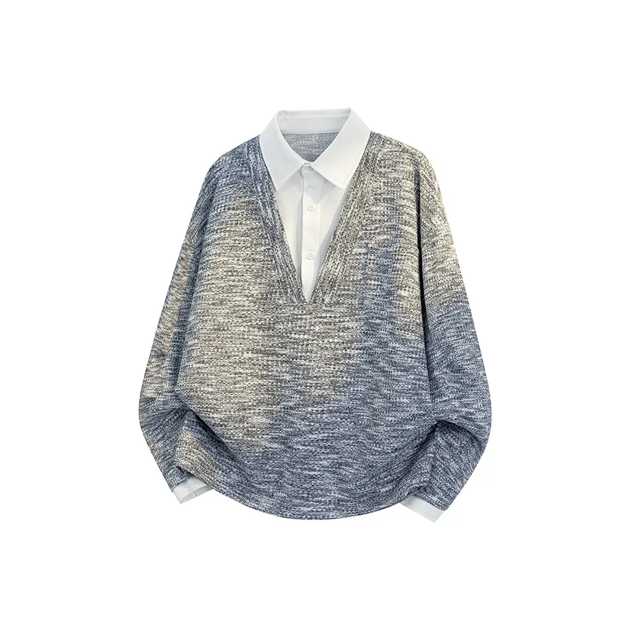 FRLMK Мужской Преппи стиль Пэчворк Воротник рубашки Топ Парный Цветовой блок Свободный крой Повседневный Текстура Куртка Унисекс