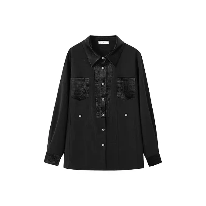 YUNFEIXIU Рубашка Fashion casual Свободный крой Скрывающий объем Сестринский стиль Острый воротник Осенний Женский