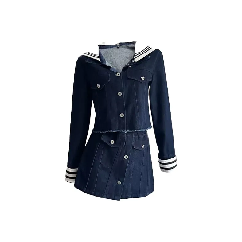 SISC Оригинальный Деним Комплект Женские Юбка и Топ