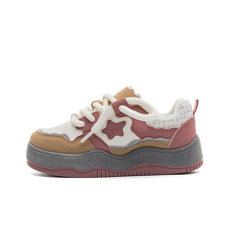 LIANGHUO Thermal Slip Resistant And Abrasion Resistant Low Top Skateboard Shoes Women's Brown Pink