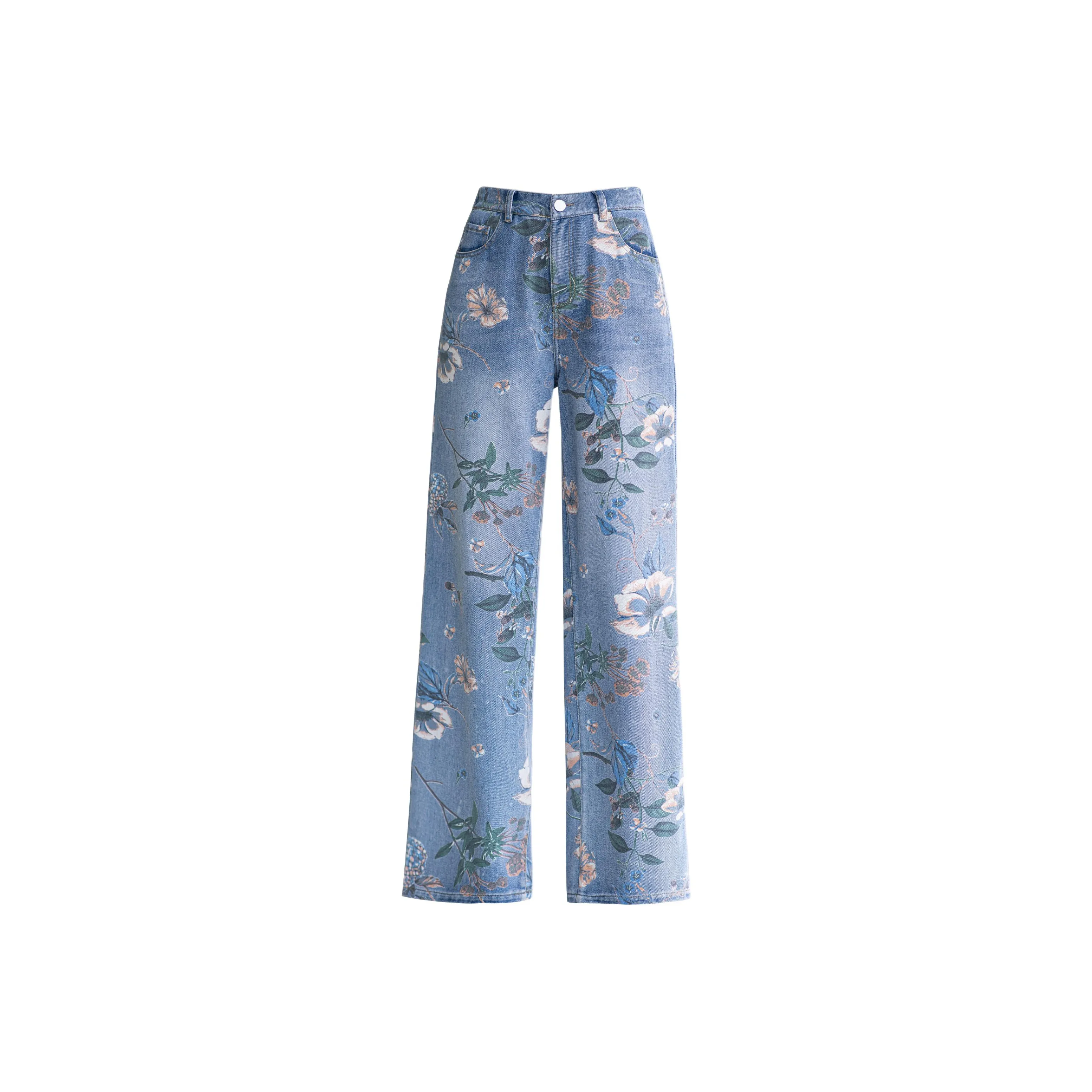 You Cow Me Pants Jeans Women's Blue Print