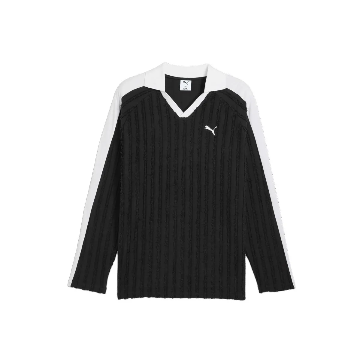 PUMA T7 V-образный вырез Спортивный Поло с вертикальными полосами Отложной воротник Женские Черный