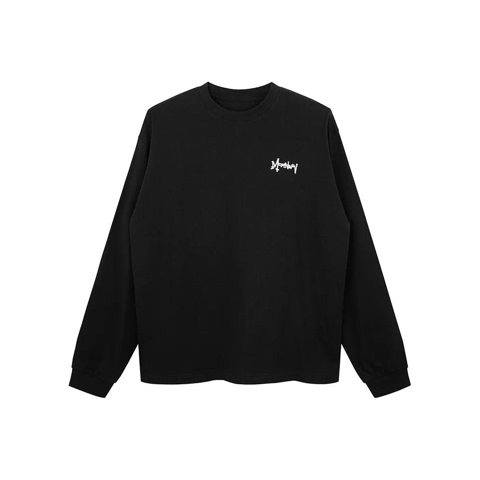 MOONWAV Свободный крой Круглый вырез Длинный рукав Т-рубашка Унисекс