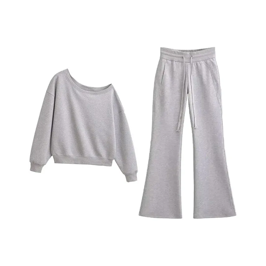 MARIE·COCO Серый топ + штаны женский повседневный костюм