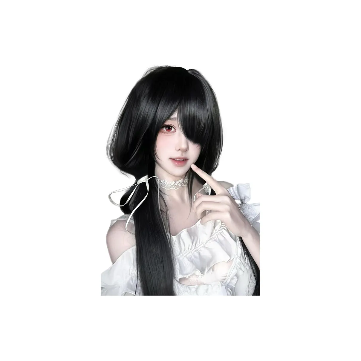 Northward Incline Черный длинный Straight Лолита Стиль Женская Перука COS Куруми Токисаки Черная 1 метр Date A Live