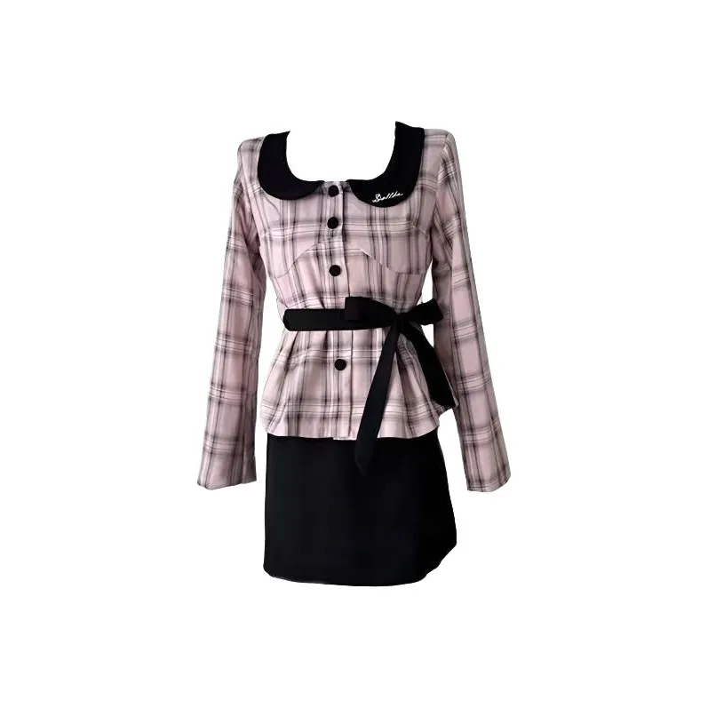 MO VOICE Розовый Черный Женские Комплекты с Юбкой