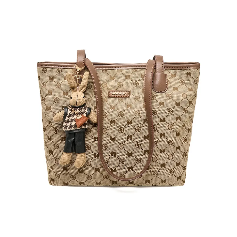 AOKANG Ткань Тоут Сумка Сумка для покупок Подмышечная Сумка Сумка на плечо Большая Женская Умбра Коричневый Хепберн Черный