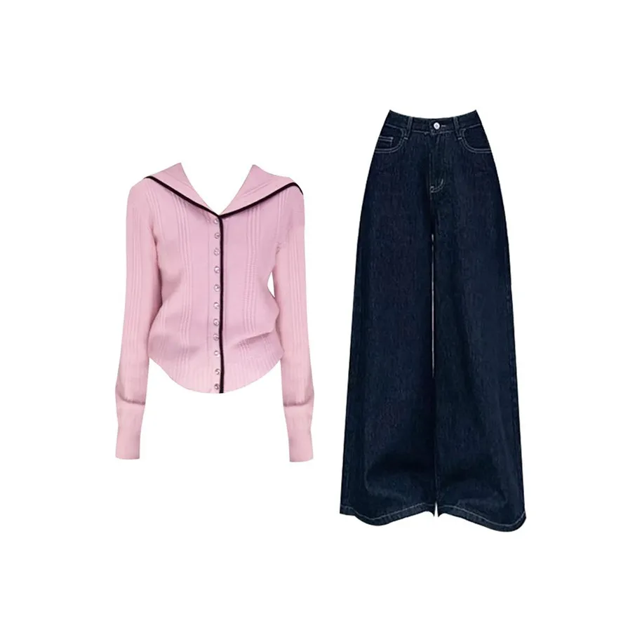 MARIE·COCO Розовый топ + штаны женские повседневные костюмы