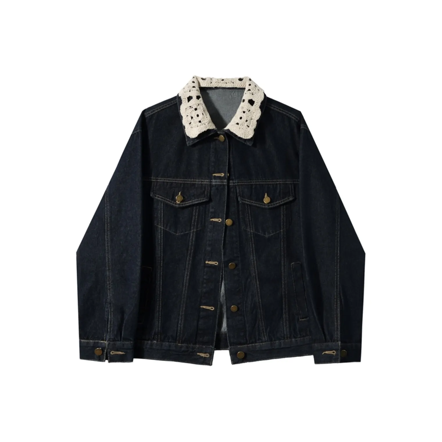 IQC Темно-синий женский джинсовые куртки