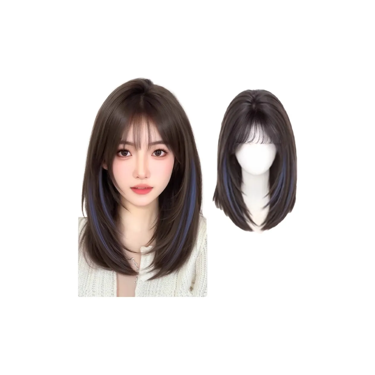 TIANKONGSHU Французский Балаяж на ключице Волосы Женская Перука Смешанный Шелк Боб Крой