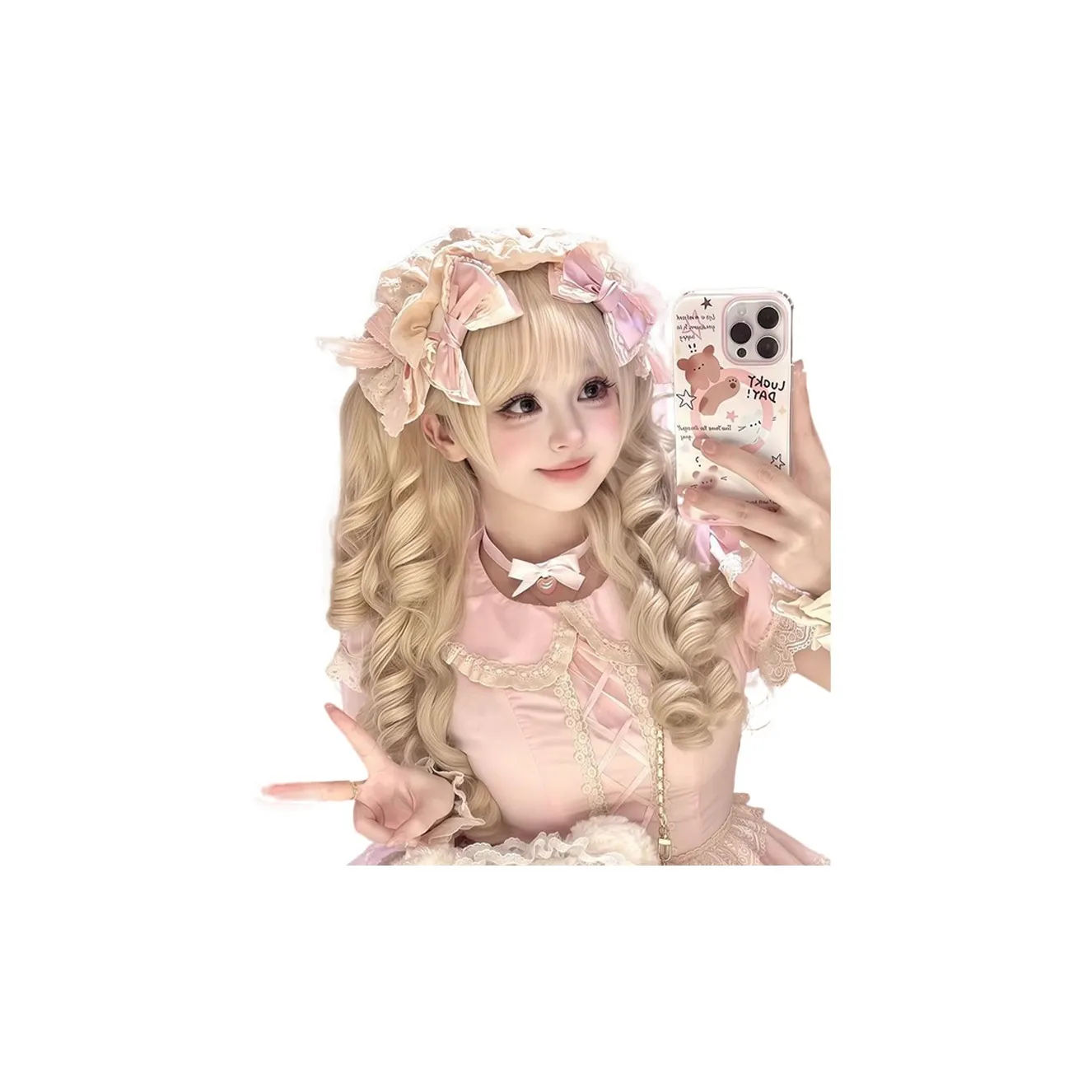 Northward Incline Лолита Белый золотой Кукла LIKE Feel Женская Перука Заколка-краб Съемный Два хвостика Роман Кудрявый