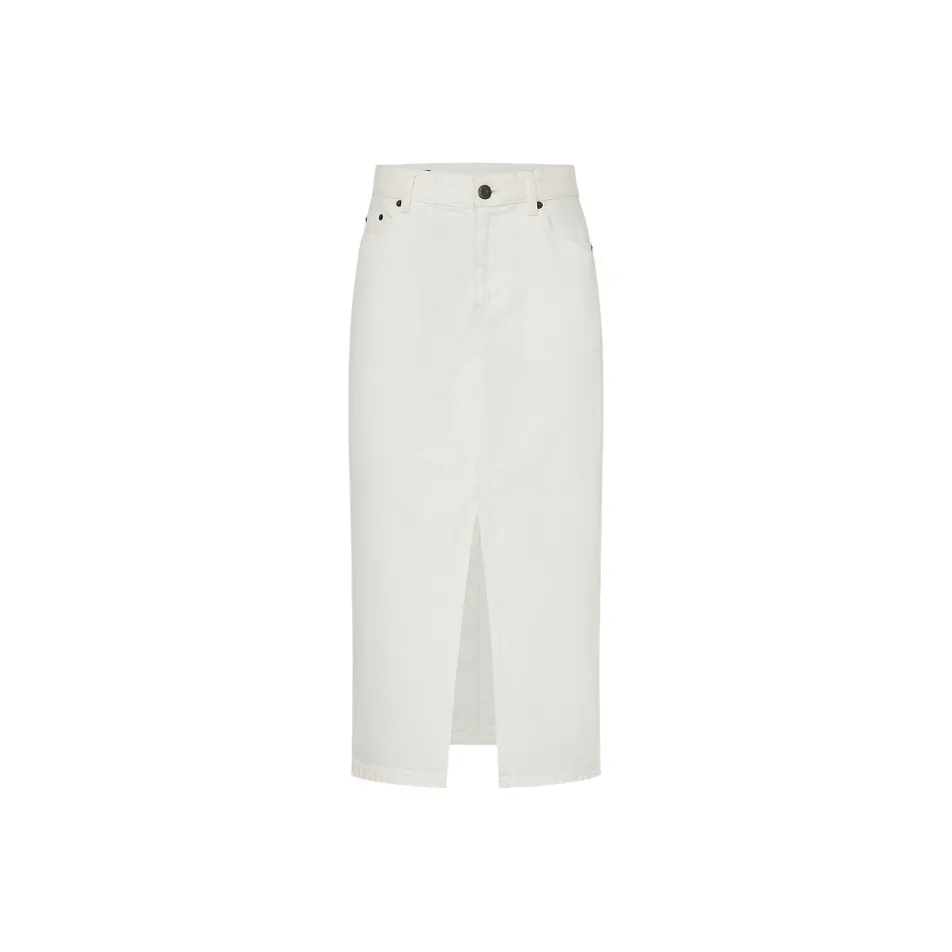 MO CO Деним Белый Женские Джинсовые Длинные Юбки