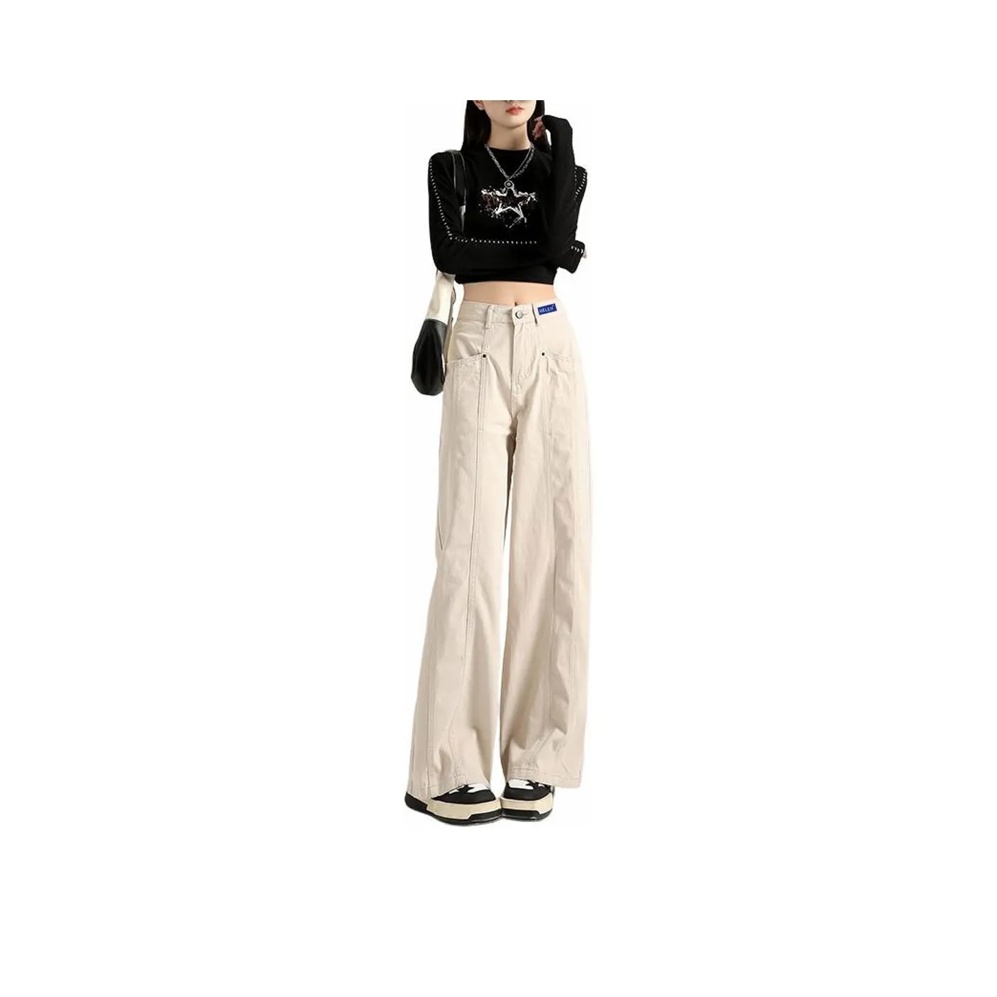 HELEH Casual Pants Women's Beige Apricot