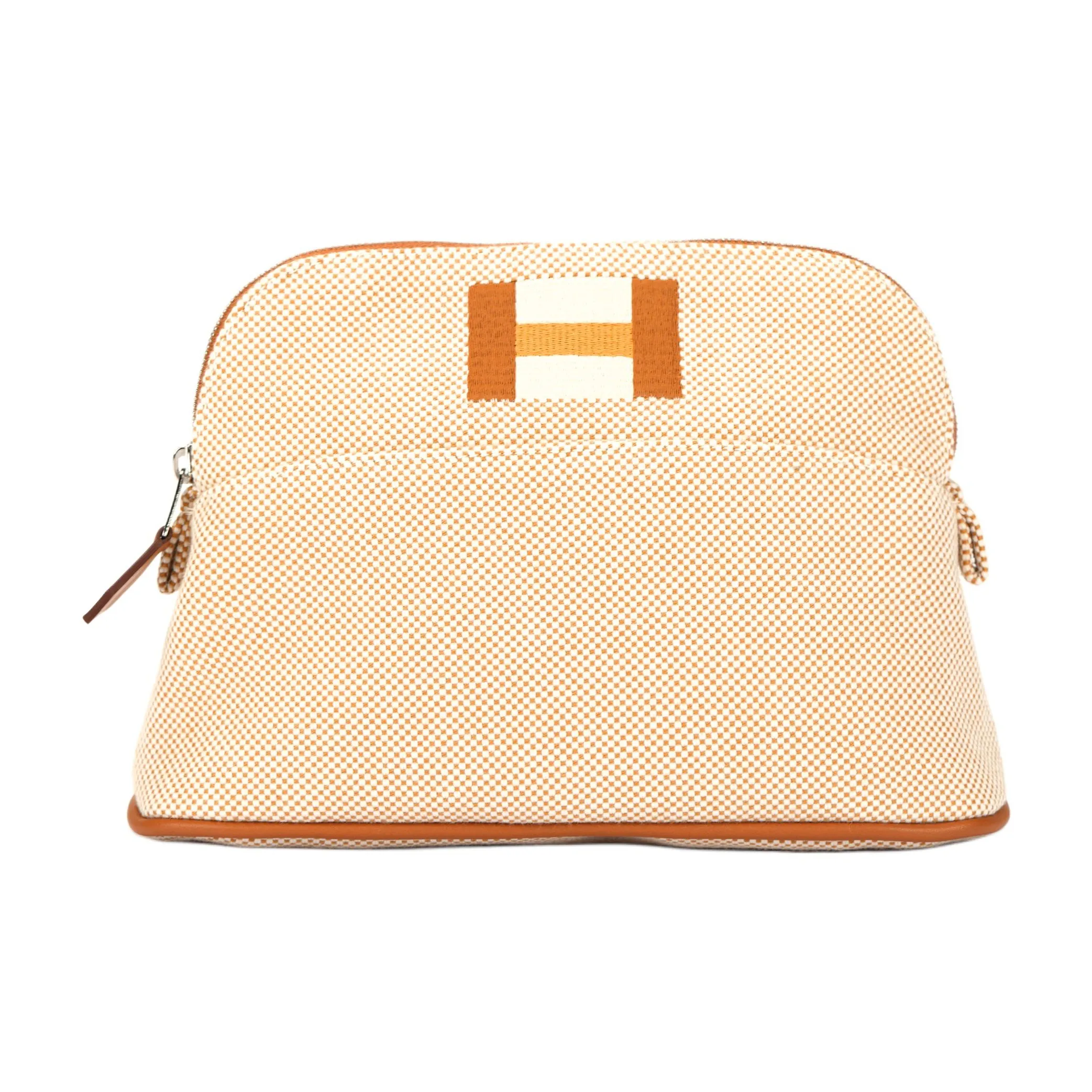 HERMES Bolide Хлопок Косметичка Мини Женская 06 Dore Позолоченный Золото