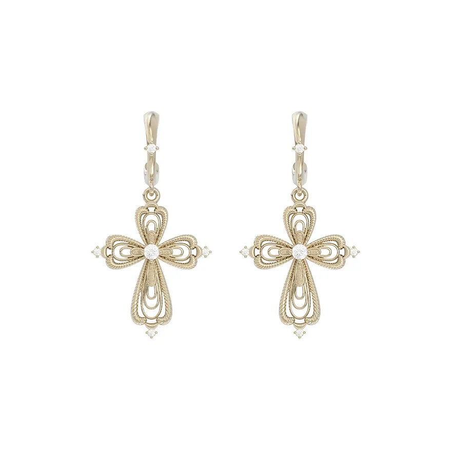 SUN HUNTER Белое золото с покрытием медь титан + циркон + серебро 925 пробы серьги-булавки женские