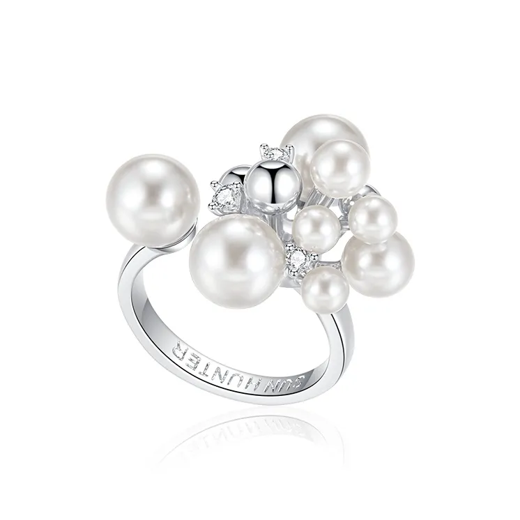 SUN HUNTER Медное покрытие Белое золото + Цирконовые кольца Женские