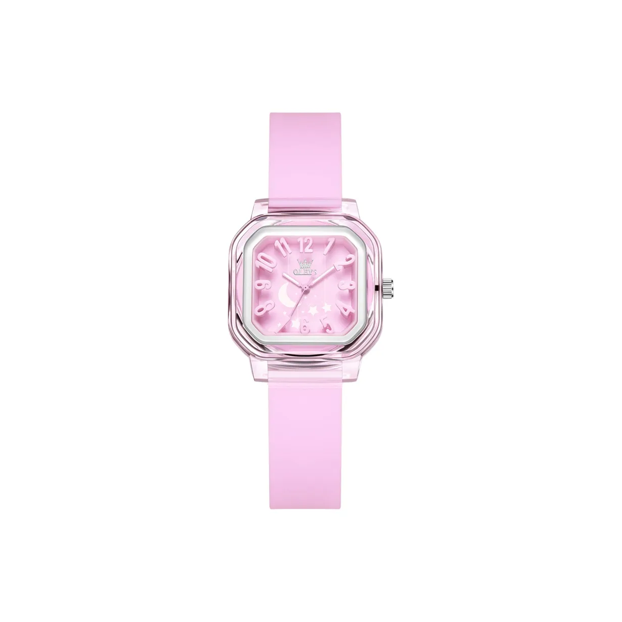 OLEVS Кварцевый механизм силиконовый ремешок женские часы розовый циферблат