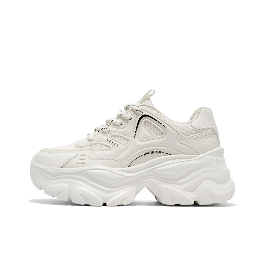 Warrior Дышащий Увеличение Высоты Низкий Топ Толстая Подошва Женские Белые
