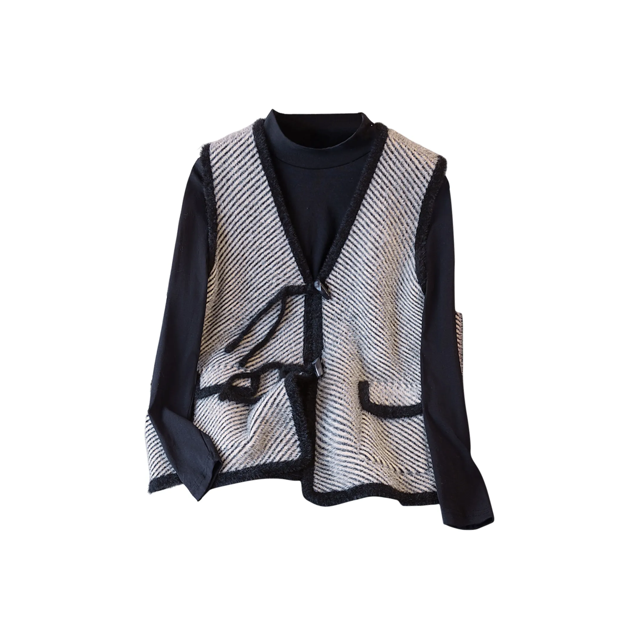 SIBAISHE Черный Белый Саржа Женские Жилеты