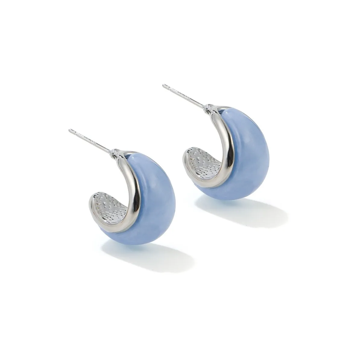 ZWU Океанский синий C-образные серьги-гвоздики для ушей женские