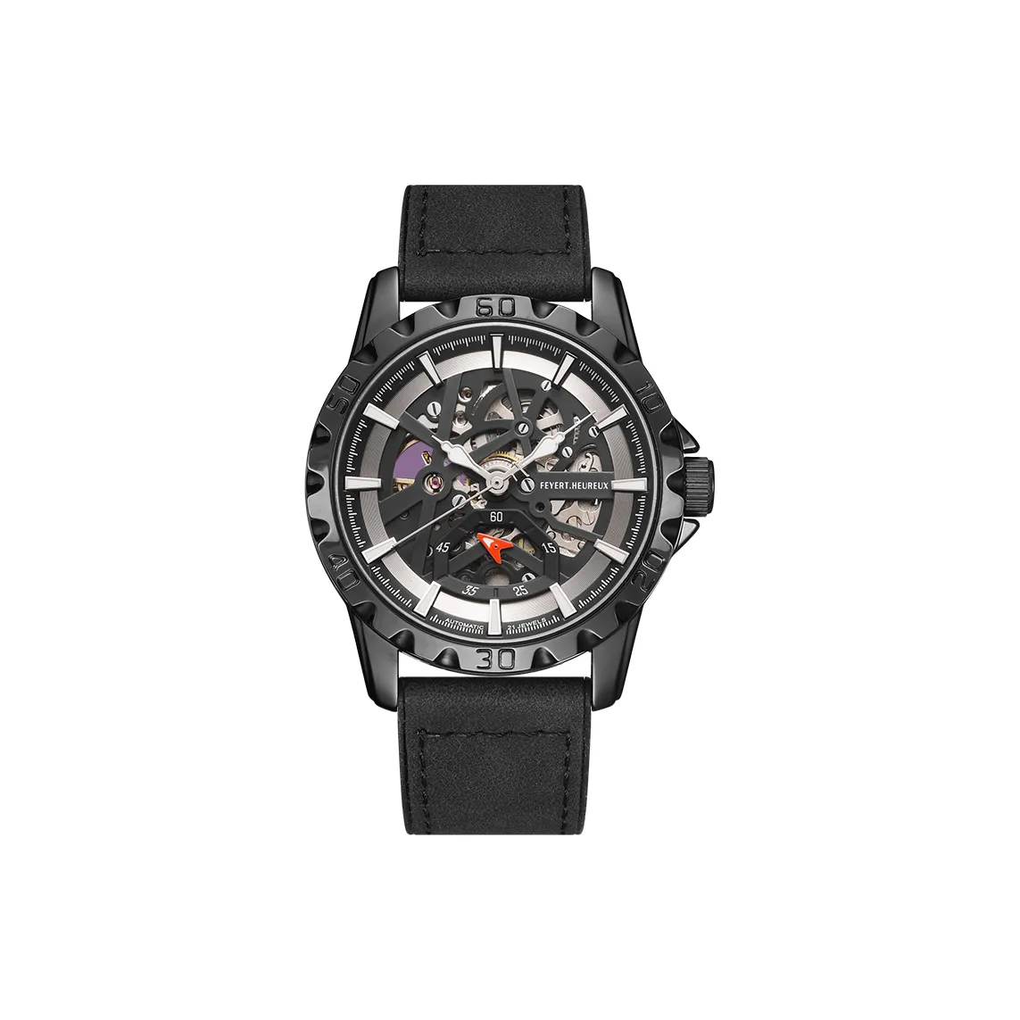 FEYERT Автоматический Механический Механизм Кожаный Ремешок Часы Мужские Часы С Черепным Циферблатом
