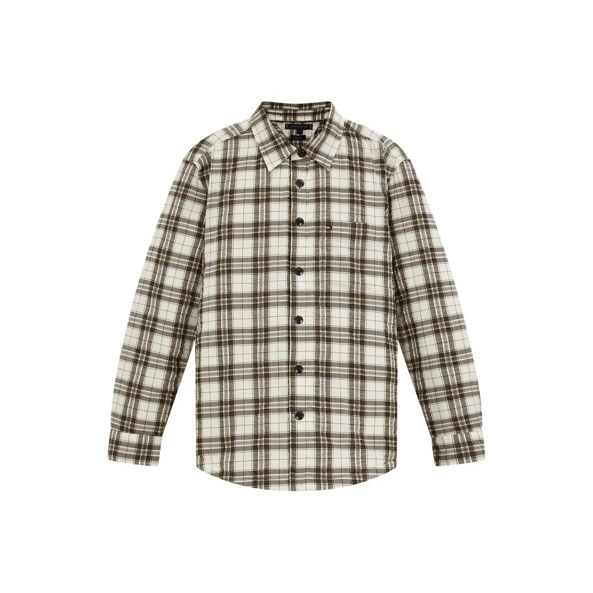 Tommy Hilfiger Коричнево-белая клетка Цветочный 0M7 Мужские Рубашки