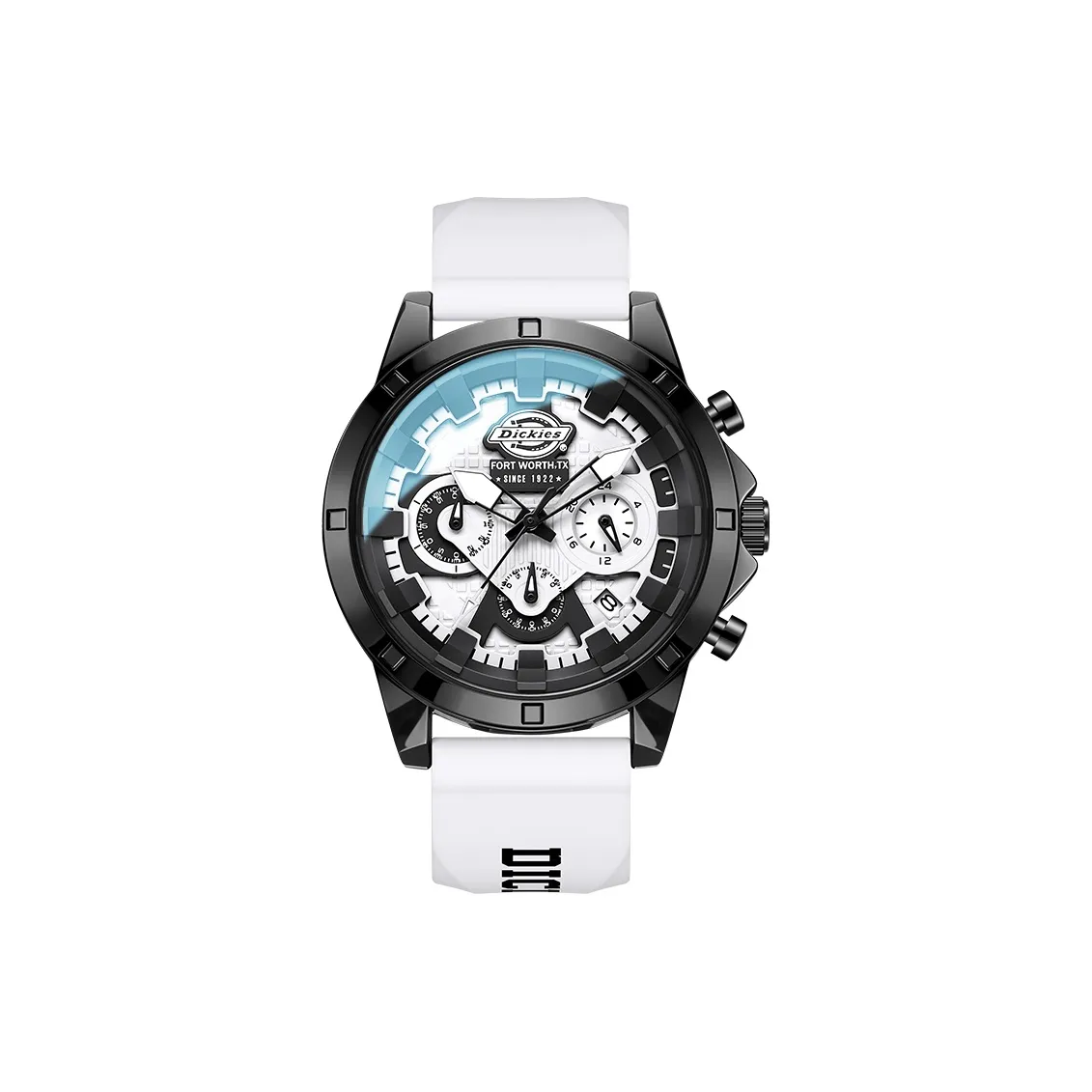 Dickies Мужские часы Кварцевый механизм Силиконовый ремешок Белый циферблат