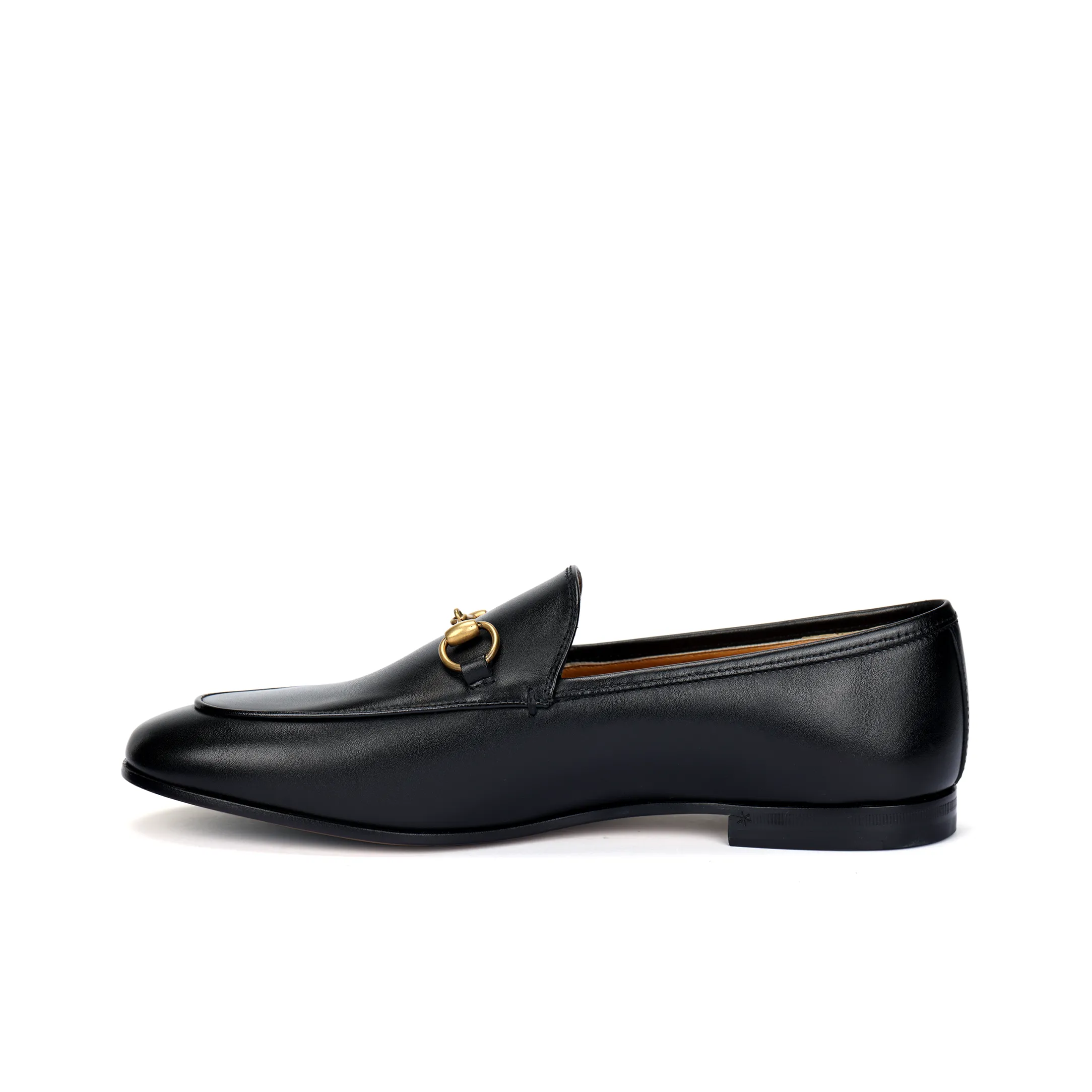 GUCCI Betis Glamour Leather Loafers Black Women's