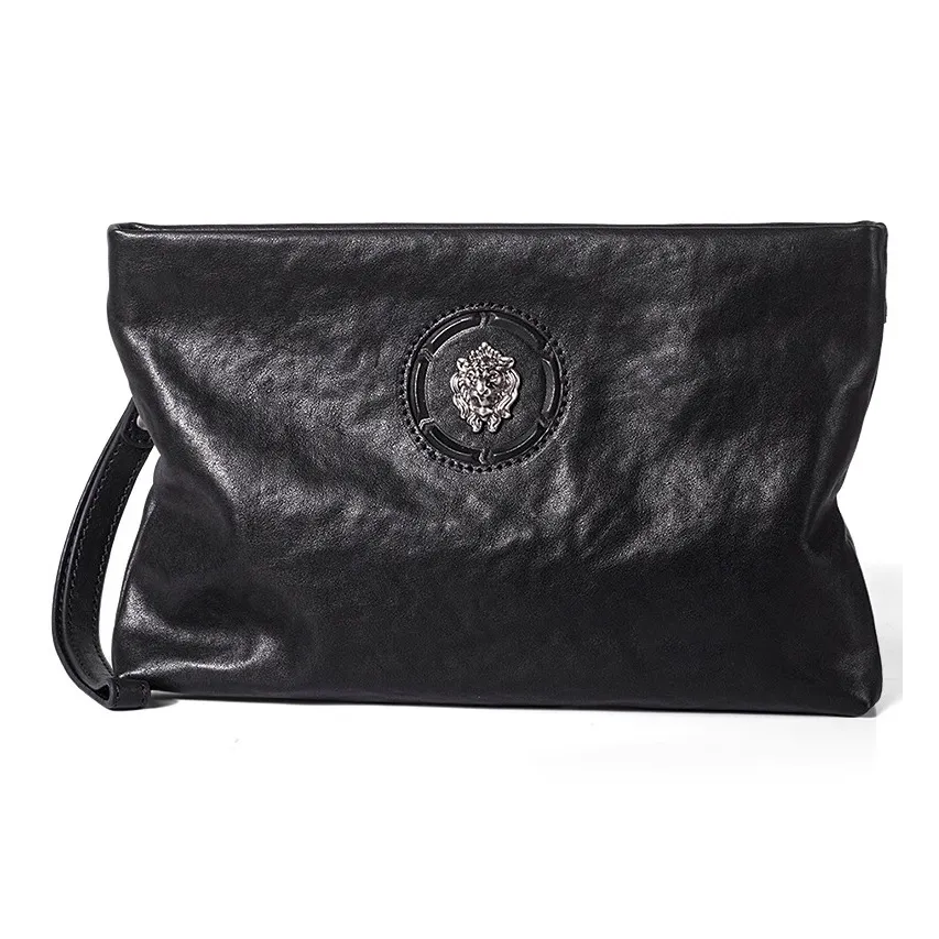 DOSRFINI Клатч из крупнозернистой текстуры коровьей кожи мужской черный