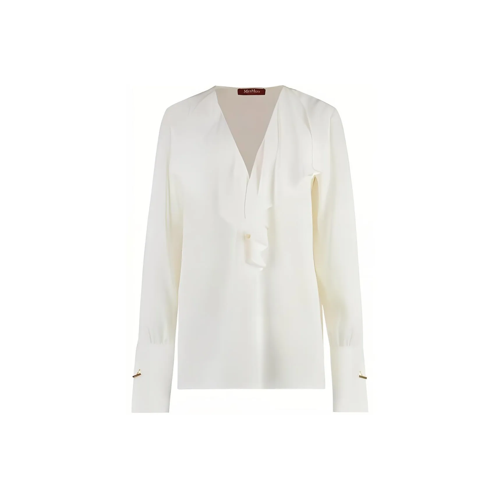 MaxMara Studio Max Mara V Neck Ruffled Long Sleeved Top