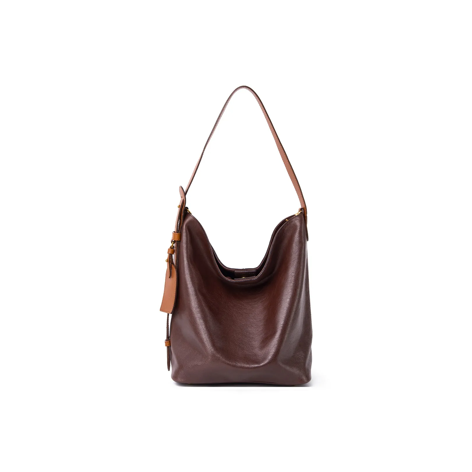 KAISER Первый слой Растительное дубление Коровья кожа Комбинированная сумка Сумка на плечо Женская Кофейная