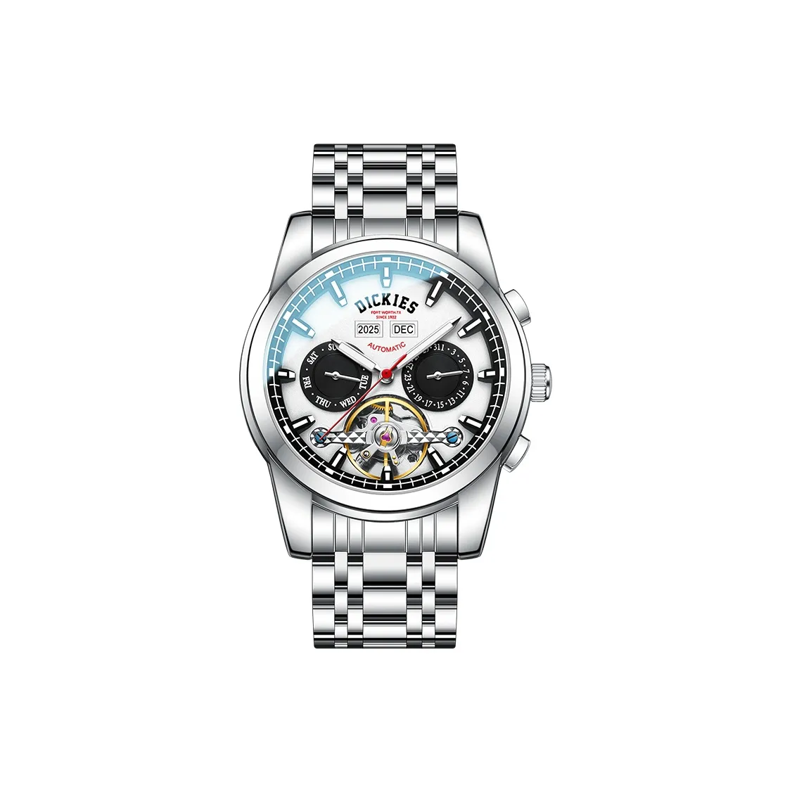 Dickies Механические часы стальной ремешок белый циферблат унисекс