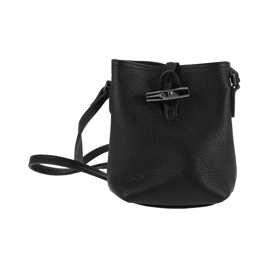 LONGCHAMP Roseau Essential Cow Leather Bucket Bag, Shoulder Bag, Crossbody Bag Women's Black