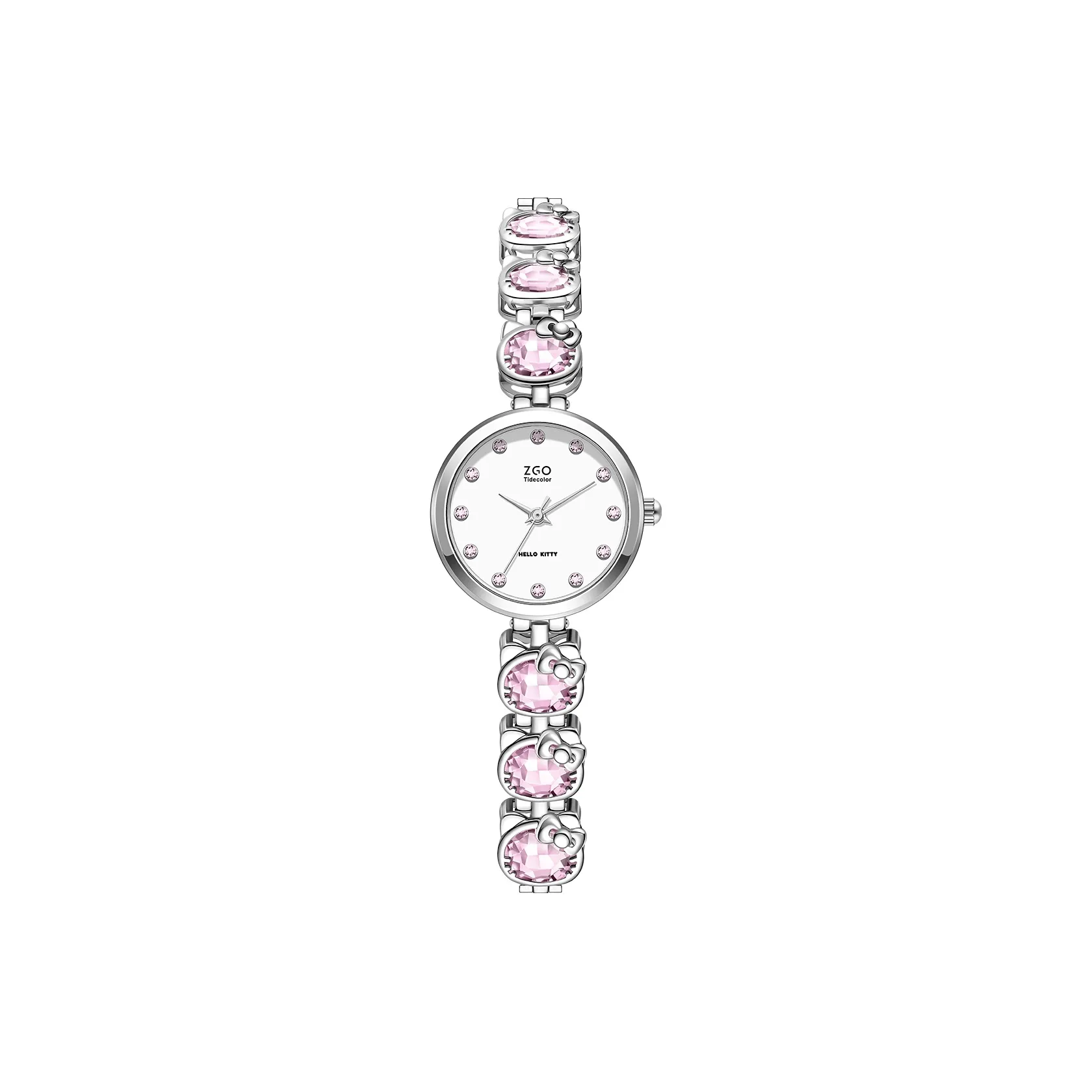 Zgo Sanrio Co Branded Кварцевый механизм Сплав Ремешок Часы Женские Белый циферблат