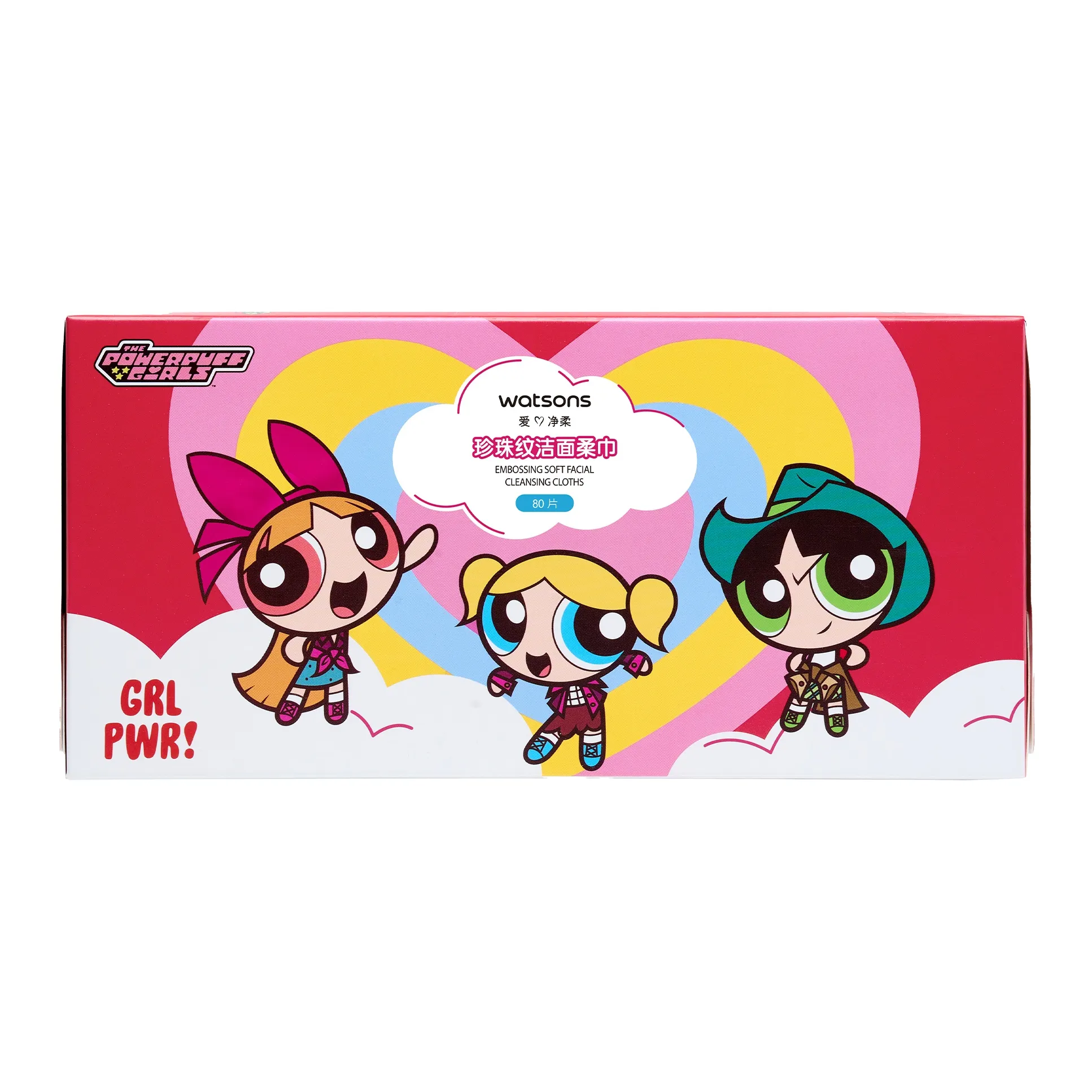 Watsons x THE POWERPUFF GIRLS Жемчужная текстура для очищения лица полотенце 80 оттягиваний коробка включена