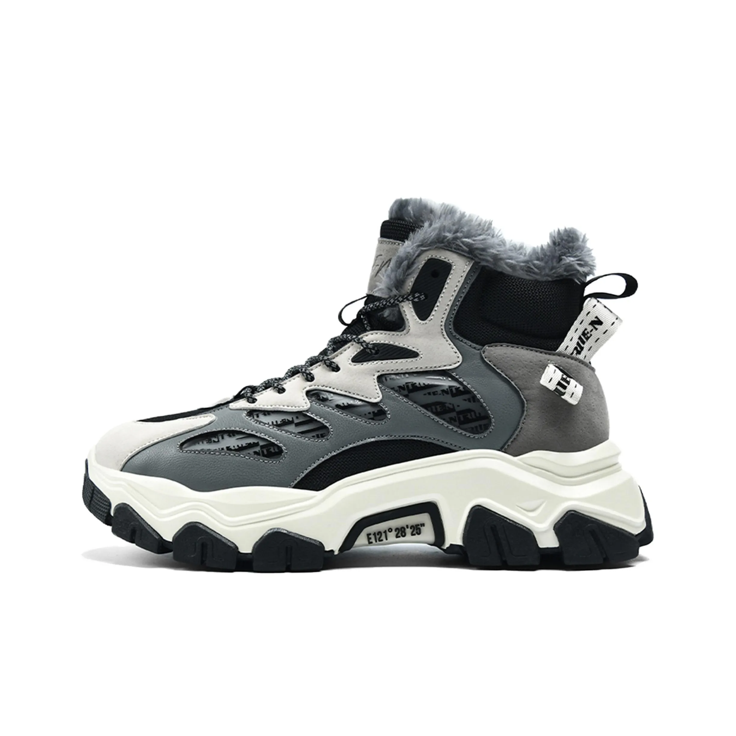 ZHENEN Snow Boots Men's Black Gray White