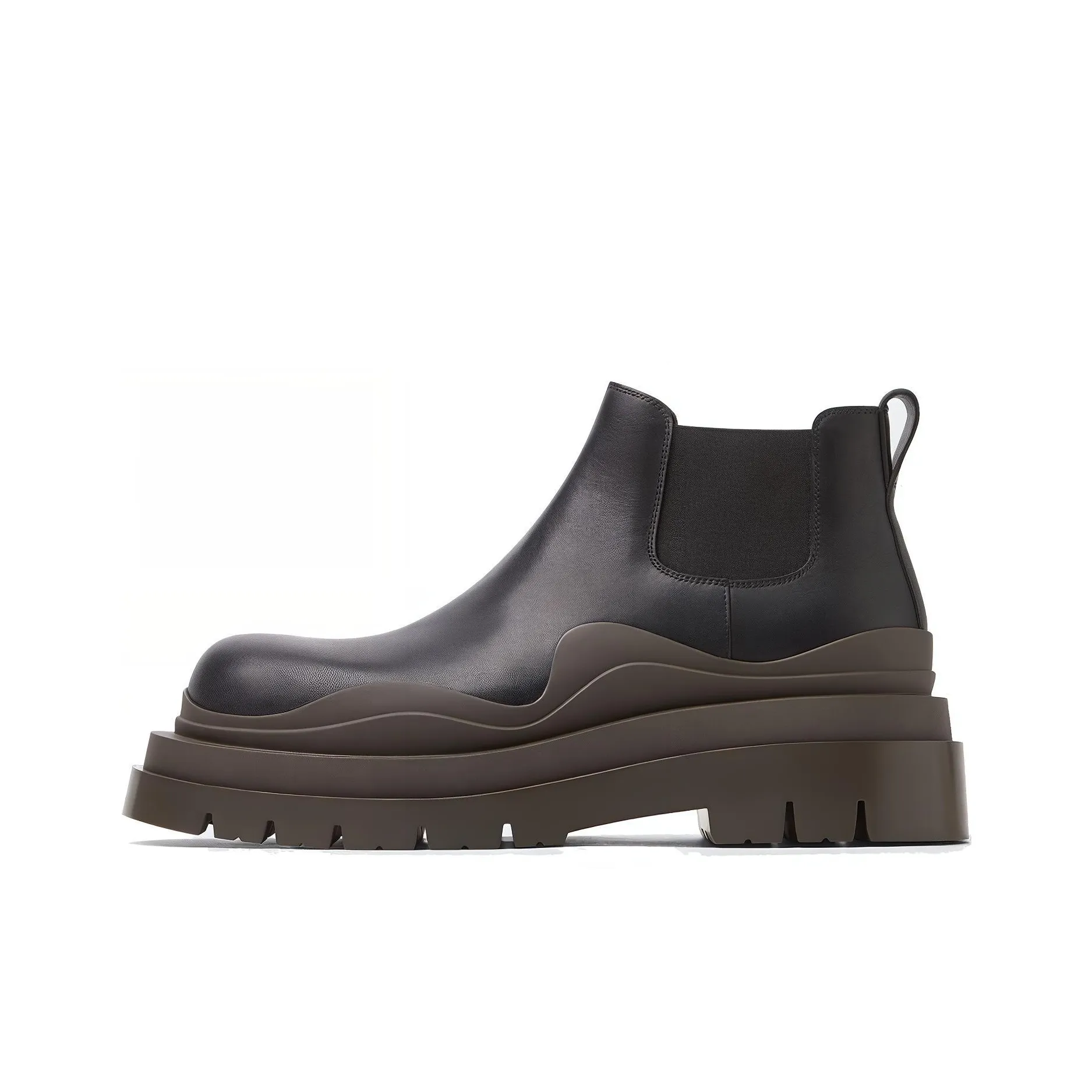Bottega Veneta Tire Chelsea Ankle Length Chelsea Boots 5.5cm Men's Black Brown