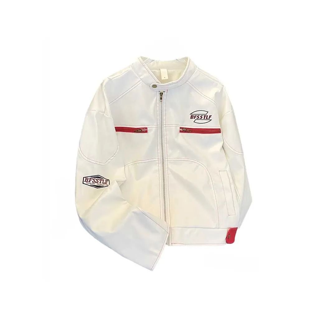 SINKACME Белый Мужская Кожаная Куртка