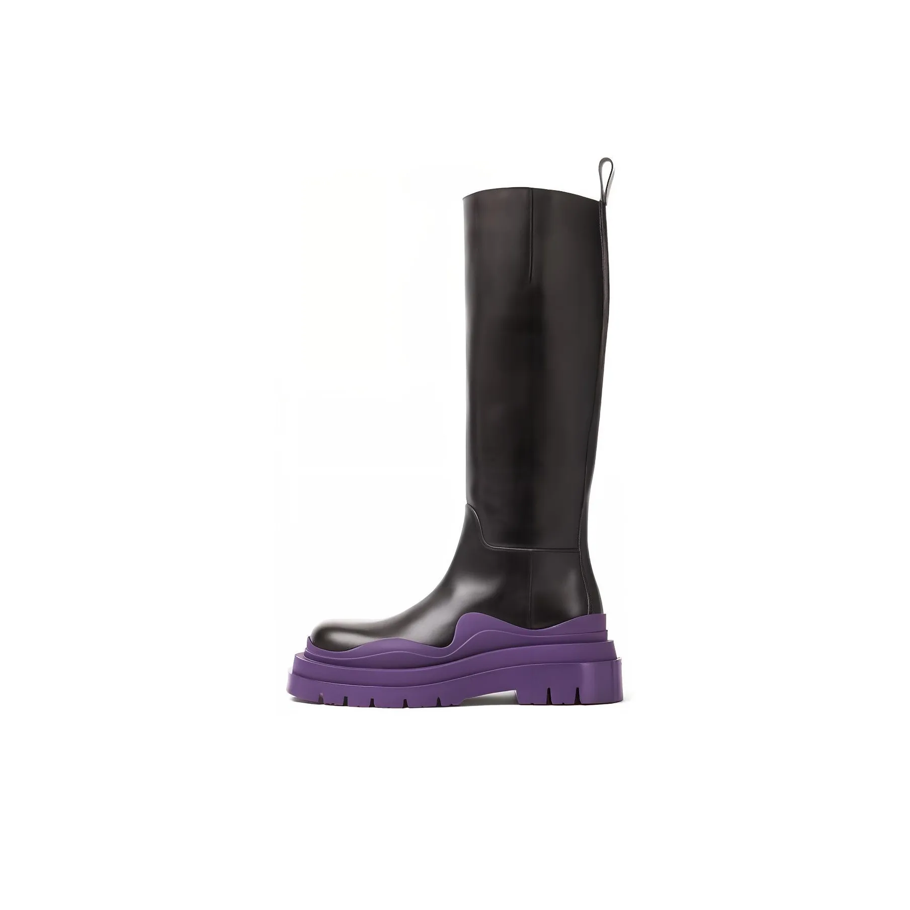 Bottega Veneta Tire Knee high Boots Women's Black Purple
