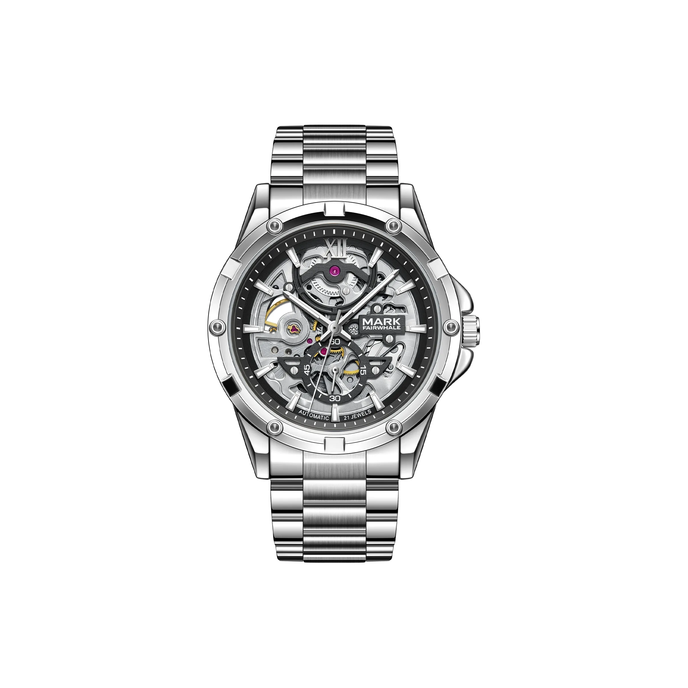 FAIRWHALE Explorer Collection Автоматический Механический Механизм Часы Унисекс Черный Циферблат