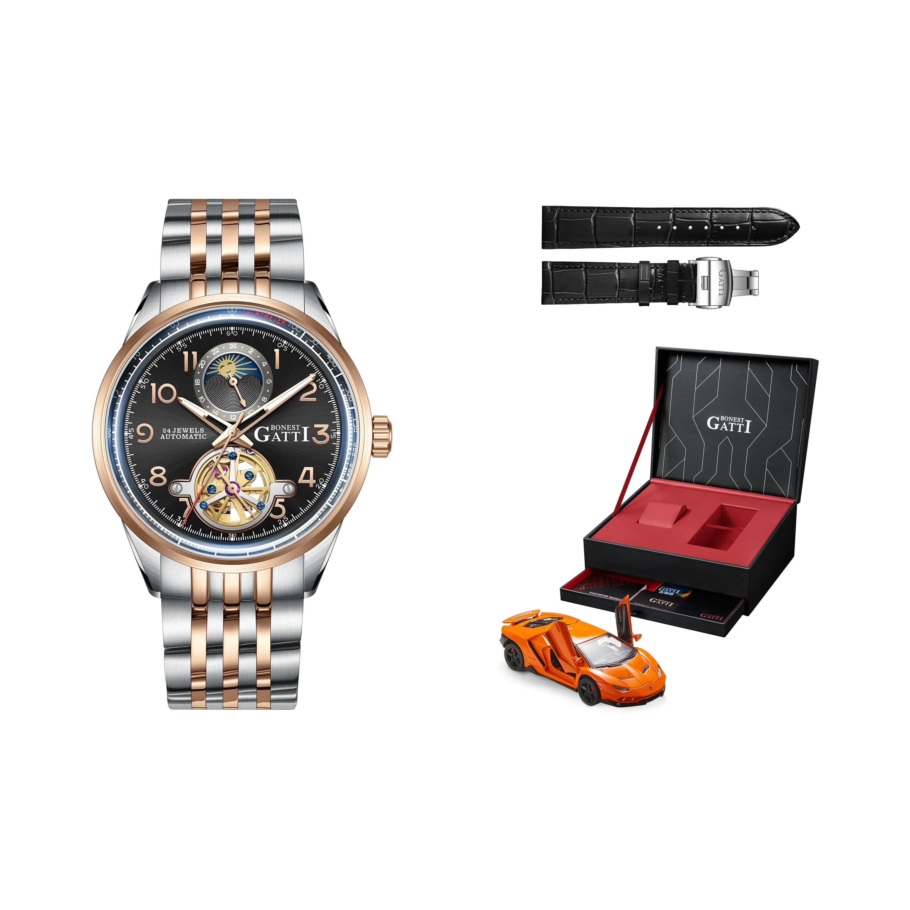 Бугатти Автоматический Механический Часы Мужские 42 мм Синий